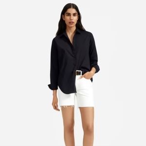 Everlane The Air Relaxed Button Down Shirt, Black, 4